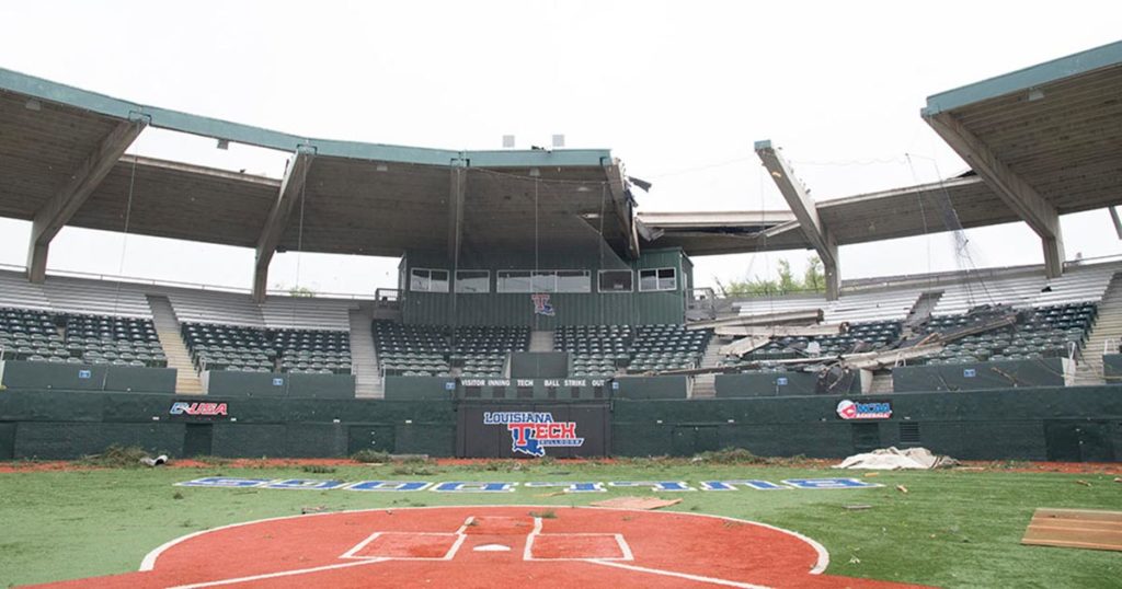 Damage to the roof of J.C. Love Field.