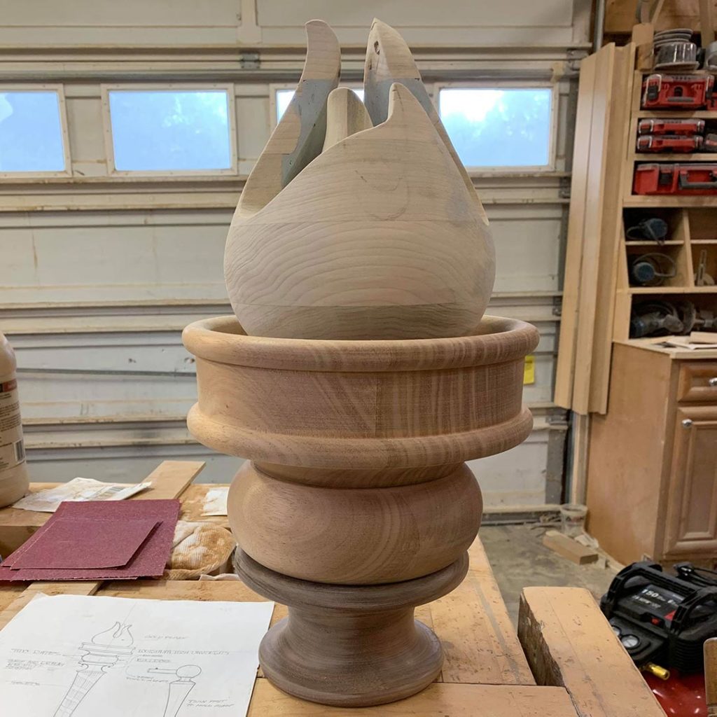 Unfinished mace in creator's shop.