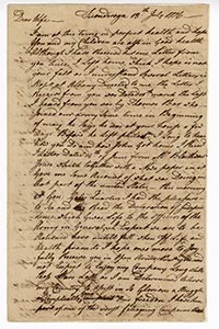 A letter from Israel Shreve to his wife in 1776.