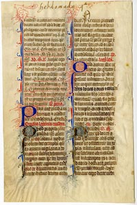 Medieval manuscript from 1350 in the University Archives.