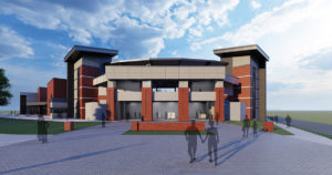 Exterior rendering of new baseball facility.