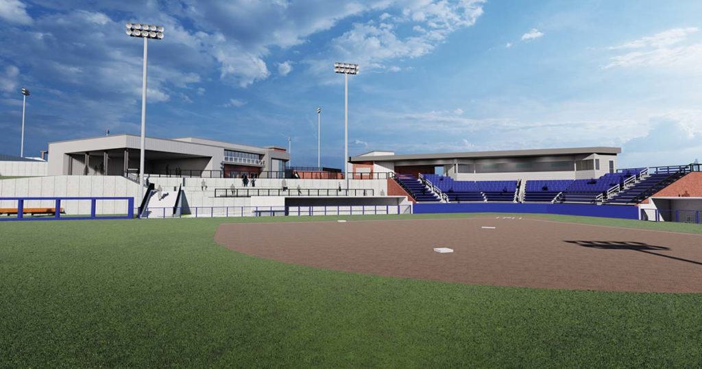 Interior of softball stadium