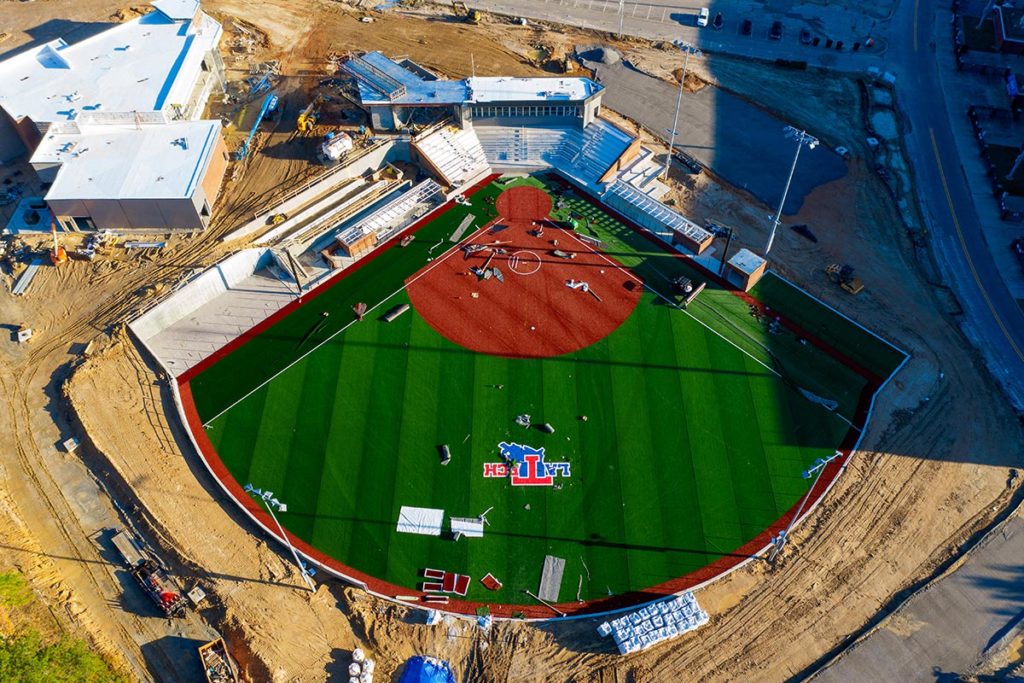 Aerial photo of the new Origin Bank Soccer and Softball Complex.