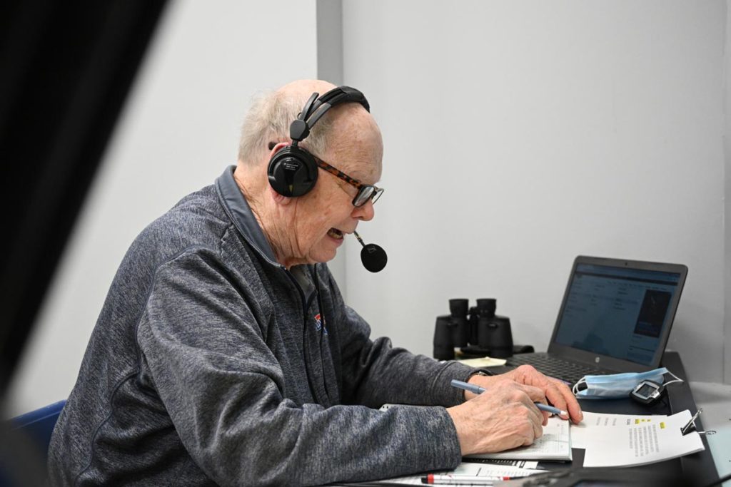 Dave Nitz calls another Tech baseball game.