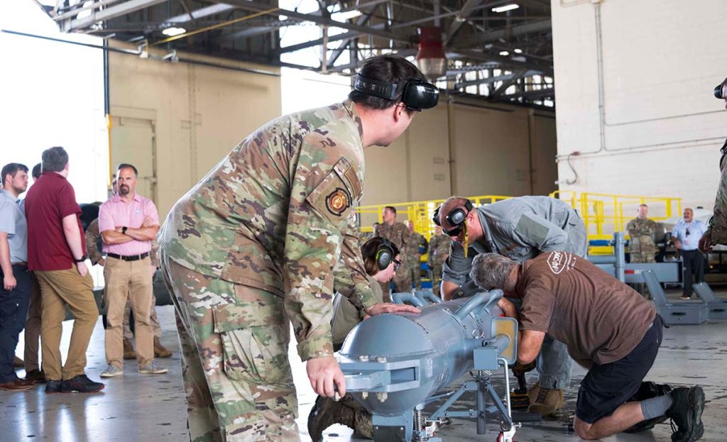 Tech students visited Barksdale Air Force Base as they designed a prototype that was easier to transport.