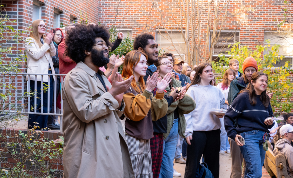 Students gathered in the GTM courtyard. 